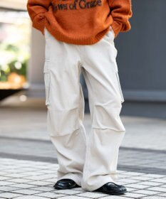 WEGO 【ウエストゴム/MLサイズ展開】イージーコーデュロイカーゴパンツ