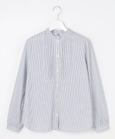 J.PRESS LADIES BEZコットンナイロン ストライプ フリル襟 ブラウス