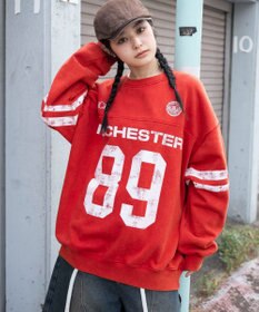 WEGO 【ユニセックス着用ITEM】ケミカルウォッシュナンバリングプルオーバー