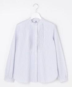 J.PRESS LADIES BEZコットンナイロン ストライプ フリル襟 ブラウス