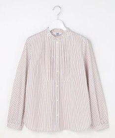 J.PRESS LADIES BEZコットンナイロン ストライプ フリル襟 ブラウス