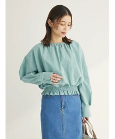 Green Parks 裾シャーリングブラウス