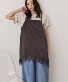 AMERICAN HOLIC イレギュラーヘムサテンレースキャミソール