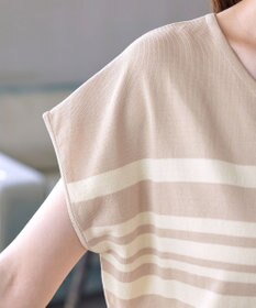 Tiaclasse L 【洗える】マルチボーダーフレンチスリーブニット