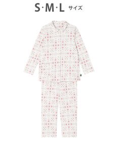 WACOAL ワコール_リラックス＆スリープ パジャマ 長袖 長ズボン 綿混(本体) ダブルジャカード素材 上下セット 前開き S~3L 大きいサイズ ミントン NDW423 /ワコール