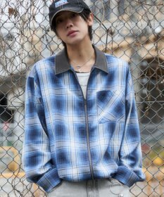 WEGO 【ユニセックス着用ITEM】オンブレチェックシャツジャケット