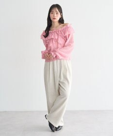 earth music&ecology シアーチェック2wayオフショルブラウス