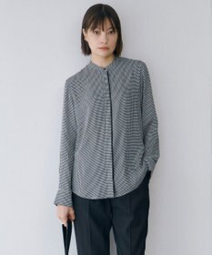 ICB L 【接触冷感・UVケア・速乾・洗える】BackSatinAmunzen バンドカラーブラウス