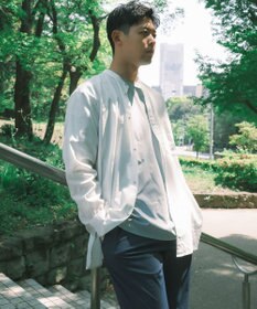 SHARE PARK MENS 【UVカット・撥水・ストレッチ】イージーデニムノーカラーシャツ