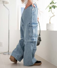 WEGO 【ウエストゴム/2WAY】2WAYデニムカーゴパンツ