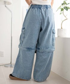 WEGO 【ウエストゴム/2WAY】2WAYデニムカーゴパンツ