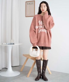 WEGO フラッフィーロゴジャガードニットプルオーバー