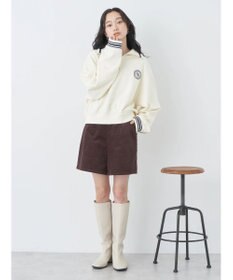 earth music&ecology ハーフＺＩＰサークルロゴ刺繍裏毛プルオーバー