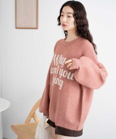 WEGO フラッフィーロゴジャガードニットプルオーバー