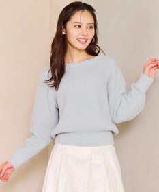 Feroux パール付きシャギー ニット スカイブルー系