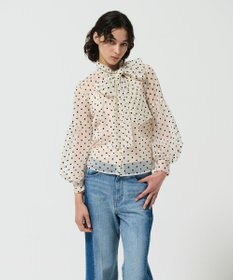 GRACE CONTINENTAL チュールドットボウタイブラウス
