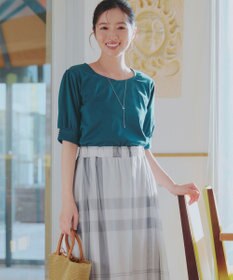 Tiaclasse 「サマさまカットソー」パール付きパフスリーブトップス