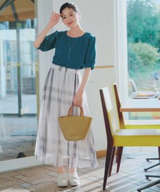 Tiaclasse 「サマさまカットソー」パール付きパフスリーブトップス