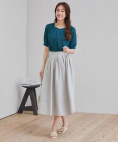 Tiaclasse 「サマさまカットソー」パール付きパフスリーブトップス