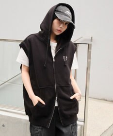 WEGO 【ユニセックス着用ITEM/MLサイズ展開】ワンポイントノースリジップパーカー