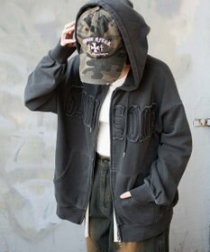 WEGO ヴィンテージウォッシュパッチワークBIGZIPパーカー