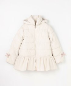 ANY KIDS 【フード取り外し/洗濯機可能】中綿フリル リボンコート
