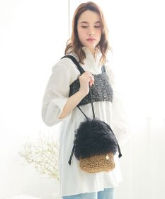 style code 【MERCURYDUO/マーキュリーデュオ】チュールフリル 雑材バケツ型ショルダーバッグ