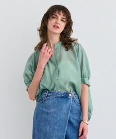BEIGE， 【洗える】AMARYLLIS / シアーパフオーバーサイズブラウス Green