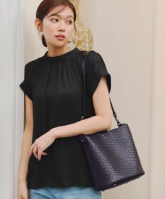 Tiaclasse 【2点セット】編み込み風ショルダーバッグ＋ショルダーポーチ付き