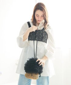 style code 【MERCURYDUO/マーキュリーデュオ】チュールフリル 雑材バケツ型ショルダーバッグ