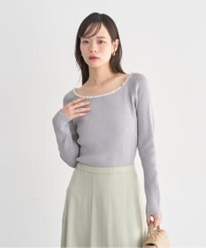 earth music&ecology 【予約】レーストリムリブニットプルオーバー