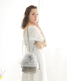 style code 【MERCURYDUO/マーキュリーデュオ】チュールフリル 雑材バケツ型ショルダーバッグ