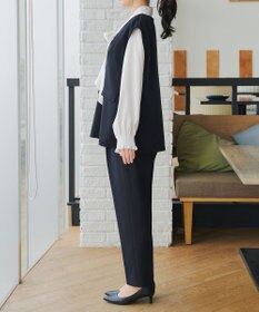 Tiaclasse 【ブラウス&ベスト&パンツ3点セット】リボンタイブラウス＋ベスト付き 3点セットアップ