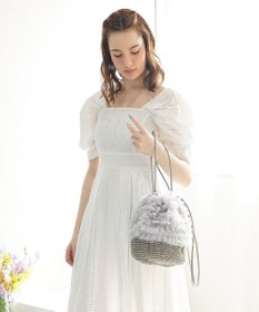 style code 【MERCURYDUO/マーキュリーデュオ】チュールフリル 雑材バケツ型ショルダーバッグ