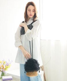 style code 【MERCURYDUO/マーキュリーデュオ】チュールフリル 雑材バケツ型ショルダーバッグ