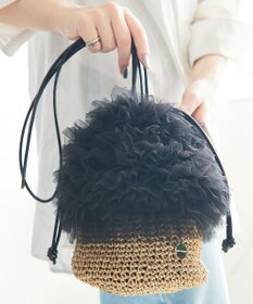 style code 【MERCURYDUO/マーキュリーデュオ】チュールフリル 雑材バケツ型ショルダーバッグ
