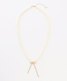 組曲 センターリボンイミテーションパール ネックレス