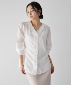 YECCA VECCA フリルVネックブラウス