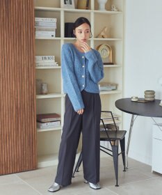 earth music&ecology ゴールド釦ショートニットカーディガン