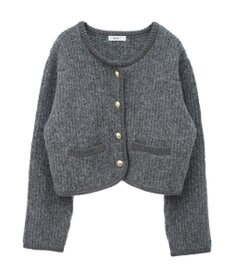 earth music&ecology ゴールド釦ショートニットカーディガン