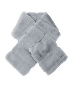 MOONBAT 【洗える】フルラ （FURLA）フェイクファー マフラー ロゴプレート付 差し込み ティペット