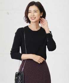 J.PRESS LADIES L 針抜きフライス クルーネック リブ カットソー