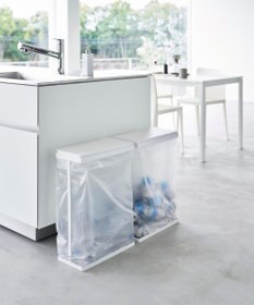 tower スリム蓋付き分別ゴミ袋ホルダー タワー 45L 横開き 2個組 ホワイト