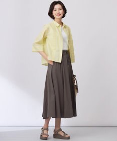 J.PRESS LADIES 【洗える】リネンminiチェック フロントピンタック シャツ