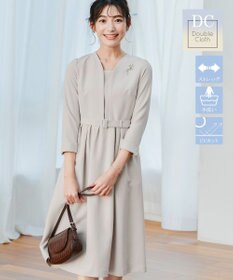 Tiaclasse 【ダブルクロス・洗える】 ナローVネックワンピース