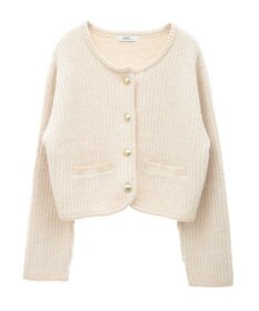 earth music&ecology ゴールド釦ショートニットカーディガン