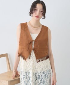 earth music&ecology スウェード調フリンジベスト