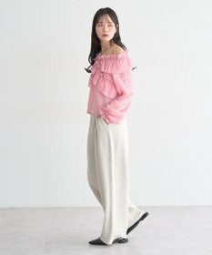 earth music&ecology シアーチェック2wayオフショルブラウス