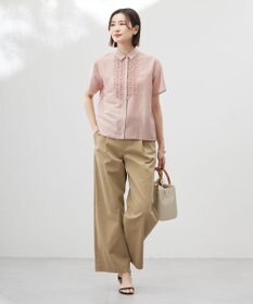 J.PRESS LADIES 【洗える】20チノストレッチ ワイドパンツ