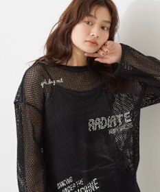 AMERICAN HOLIC 【WEB限定】ランダムロゴメッシュロングTシャツ/チュニック